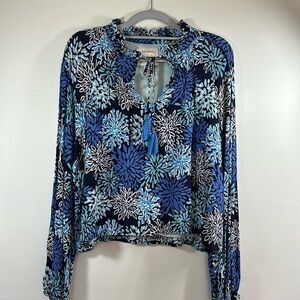 STS Sail to Sable Floral Long Sleeve Cropped Top, M